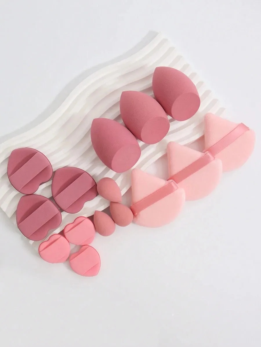 11428 b01-12 Juego De 15 Esponjas De Maquillaje Que Incluye 3 Esponjas Triangulares Para Polvo