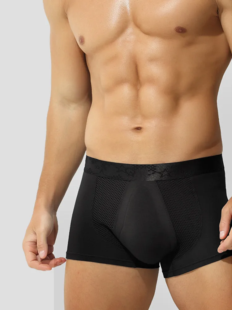 3 Pack Mens Breathable 3D Pouch Trunks