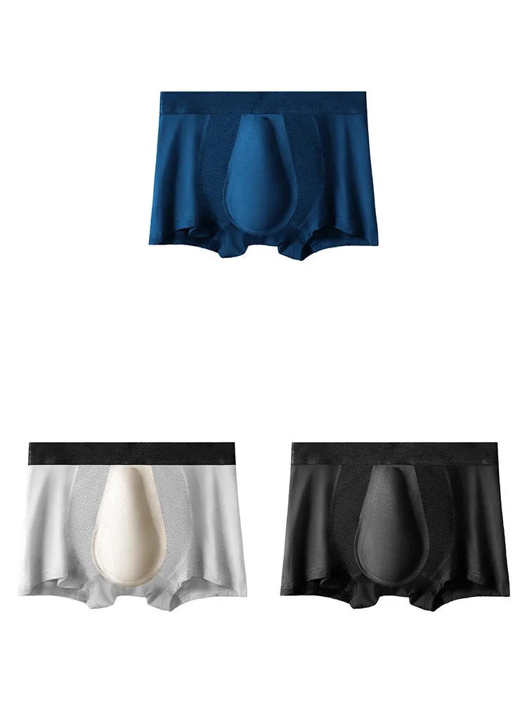 3 Pack Mens Breathable 3D Pouch Trunks