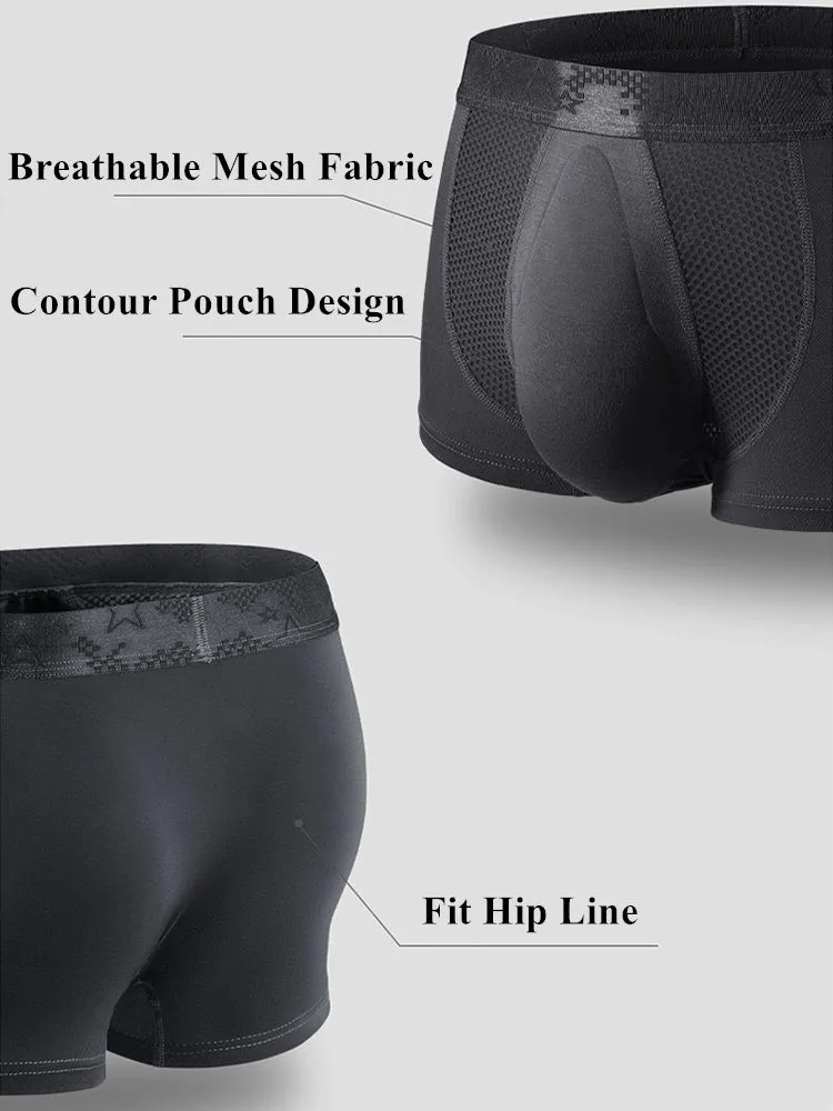 3 Pack Mens Breathable 3D Pouch Trunks