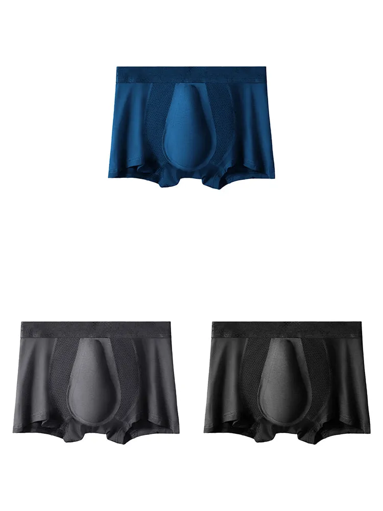 3 Pack Mens Breathable 3D Pouch Trunks