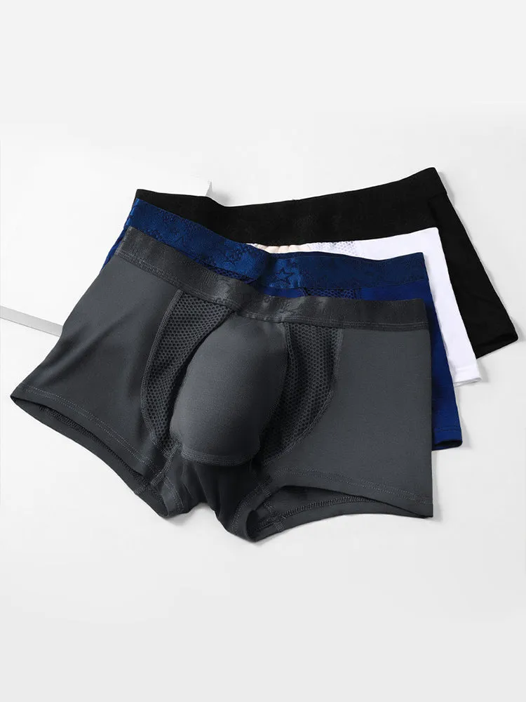 3 Pack Mens Breathable 3D Pouch Trunks