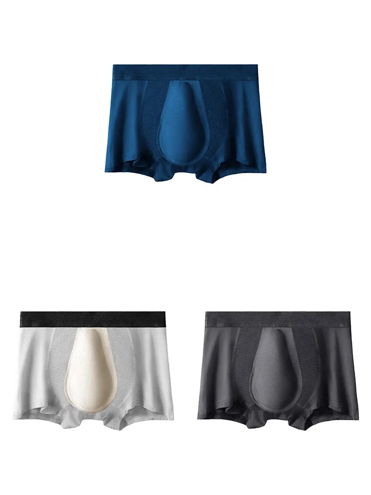 3 Pack Mens Breathable 3D Pouch Trunks
