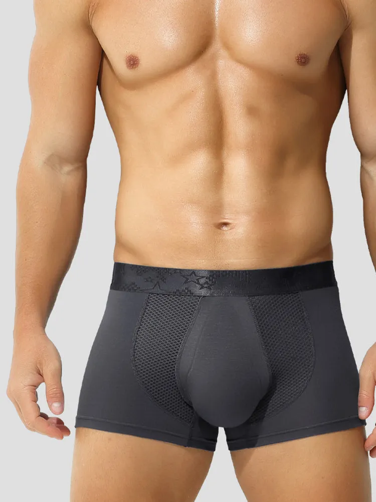 3 Pack Mens Breathable 3D Pouch Trunks