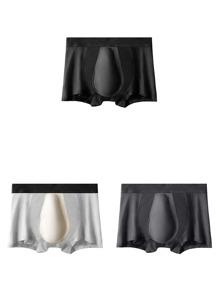 3 Pack Mens Breathable 3D Pouch Trunks