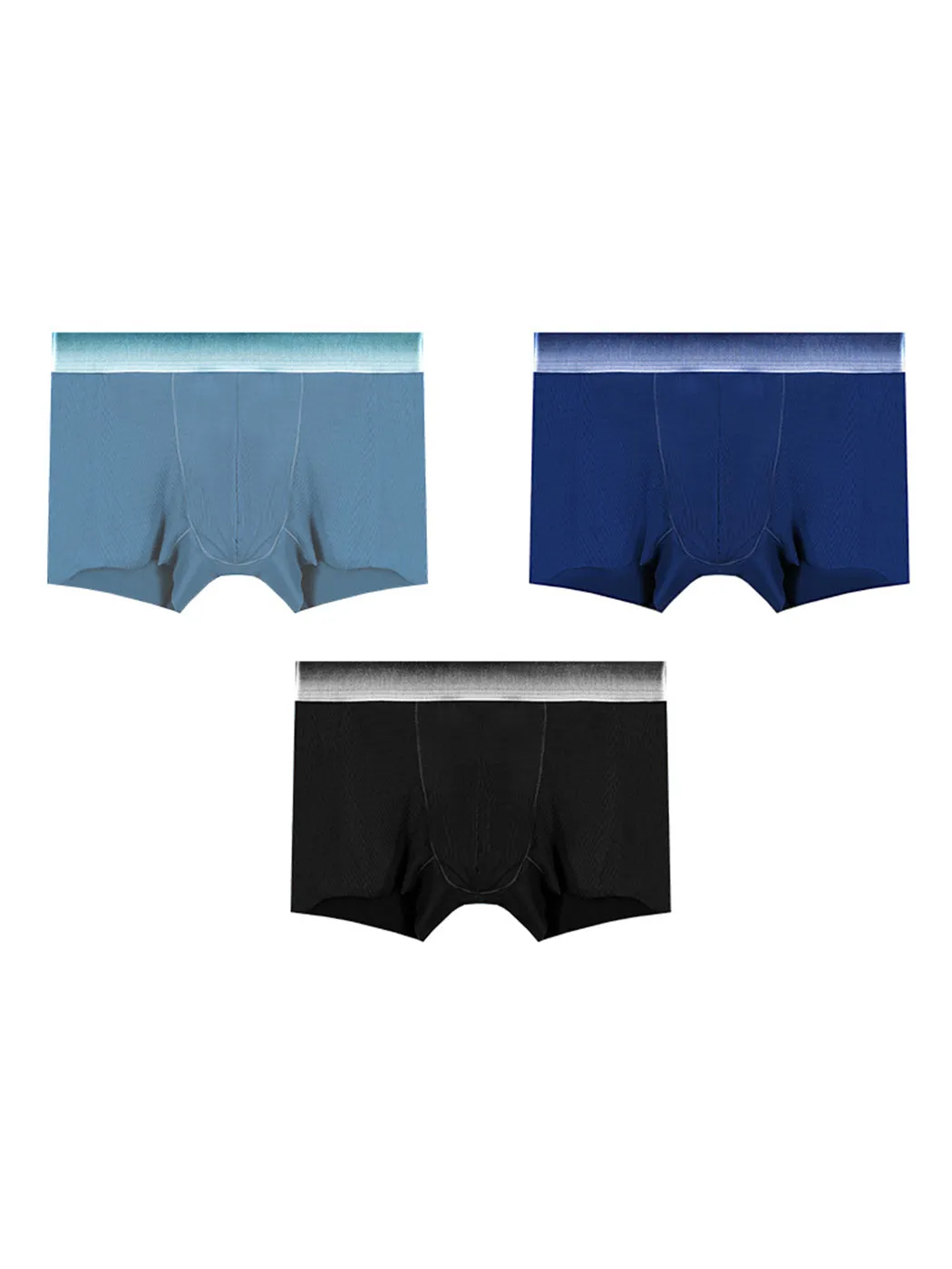 3 Pack Men's Breathable Threaded Fabric Ball Pouch Trunks