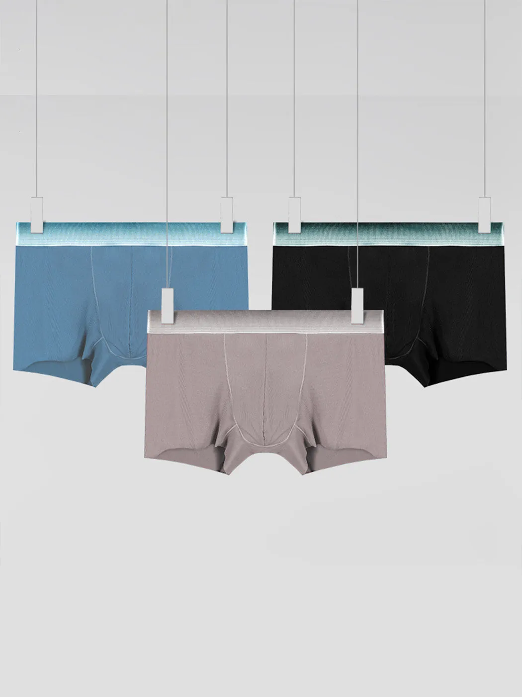 3 Pack Men's Breathable Threaded Fabric Ball Pouch Trunks