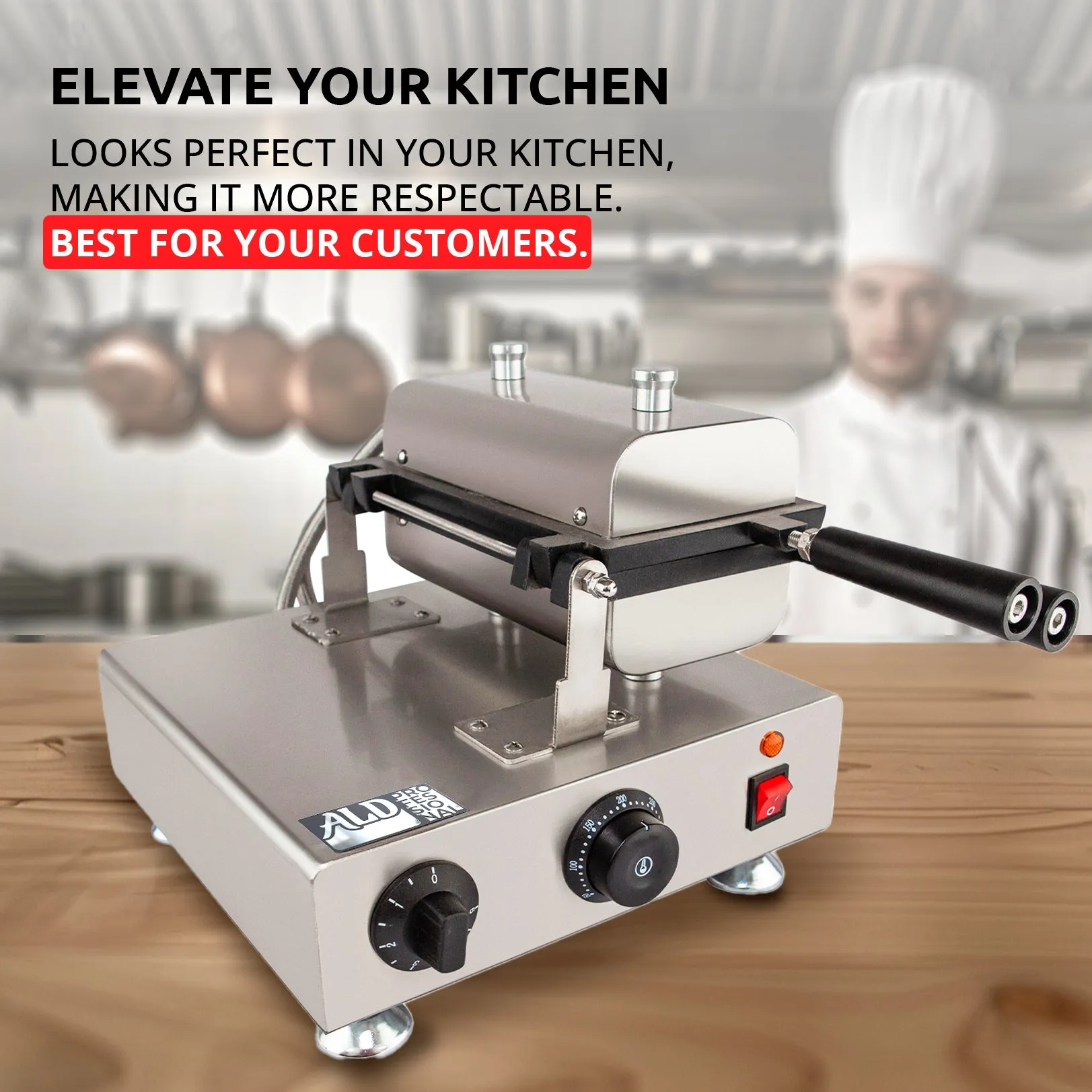 AP-444 Honeycomb Waffle Maker | 3 Waffles on a Stick | Stainless Steel
