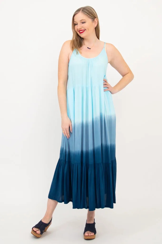 Boha Dress, Turquoise Dip-Dye