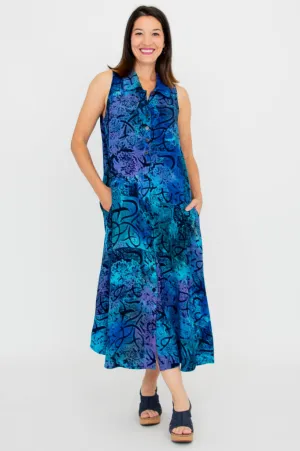 Cassy Dress, Aqua Batik