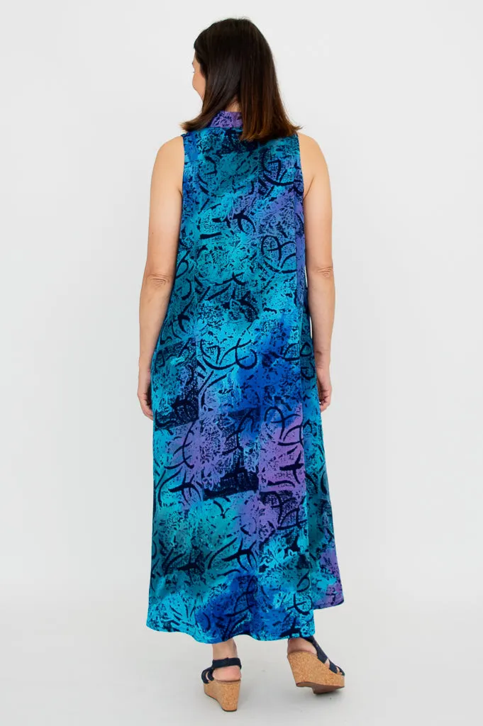 Cassy Dress, Aqua Batik