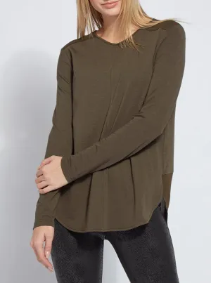 Festival Mixed Media Top [23-2893-Deep Olive]