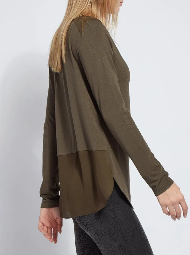 Festival Mixed Media Top [23-2893-Deep Olive]