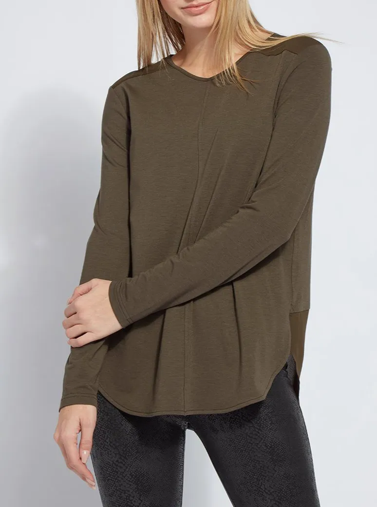 Festival Mixed Media Top [23-2893-Deep Olive]