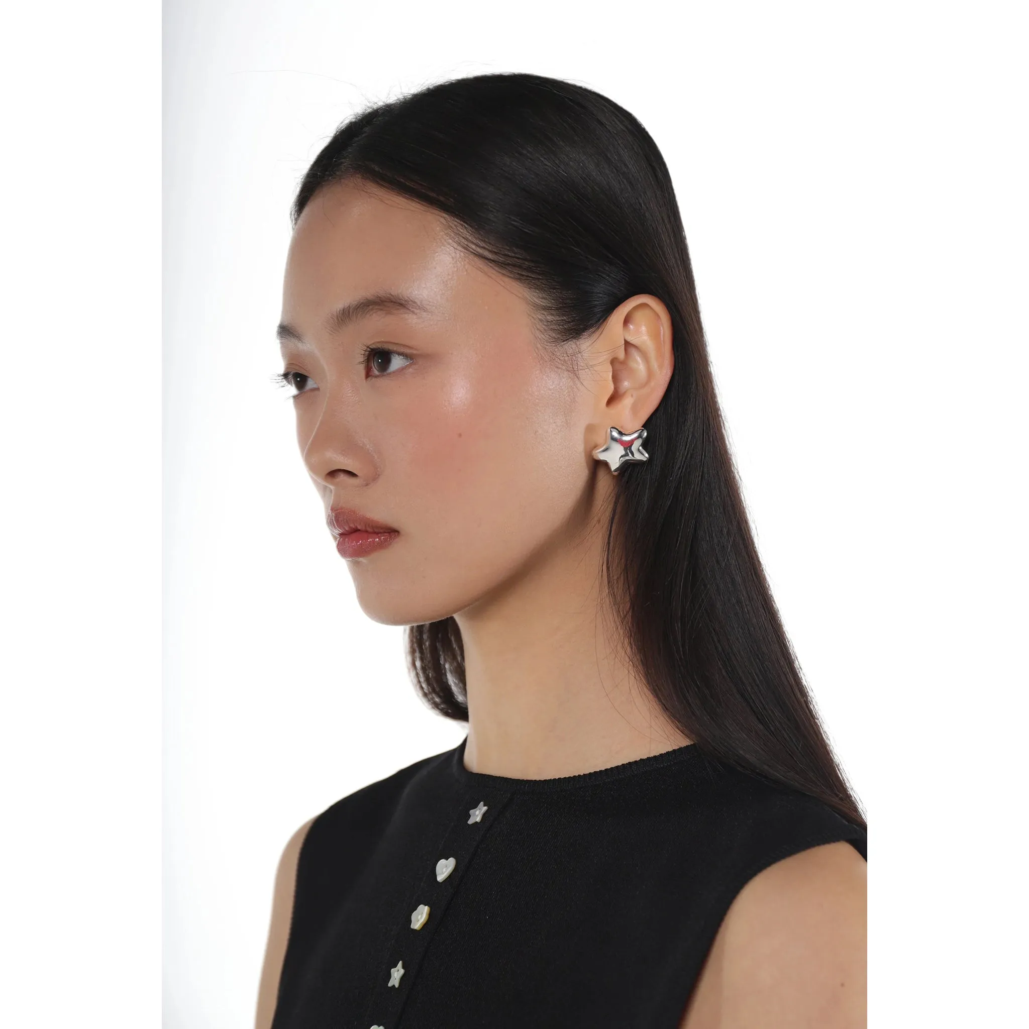 FOUND EARRINGS / SHINY SILVER