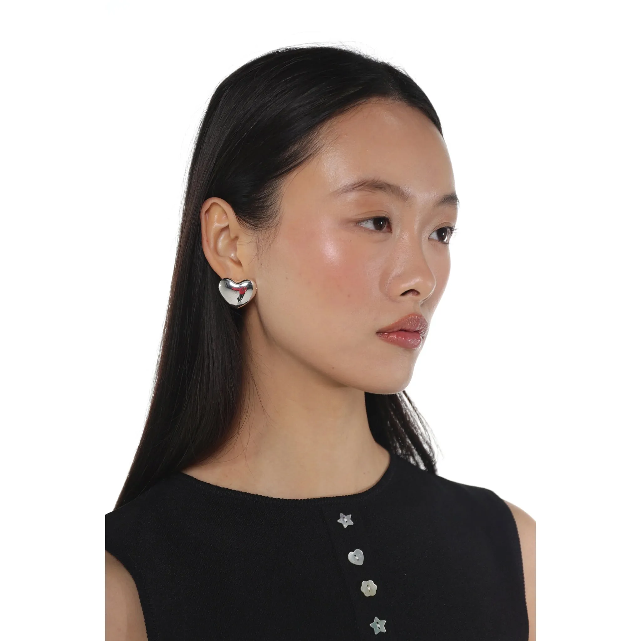 FOUND EARRINGS / SHINY SILVER