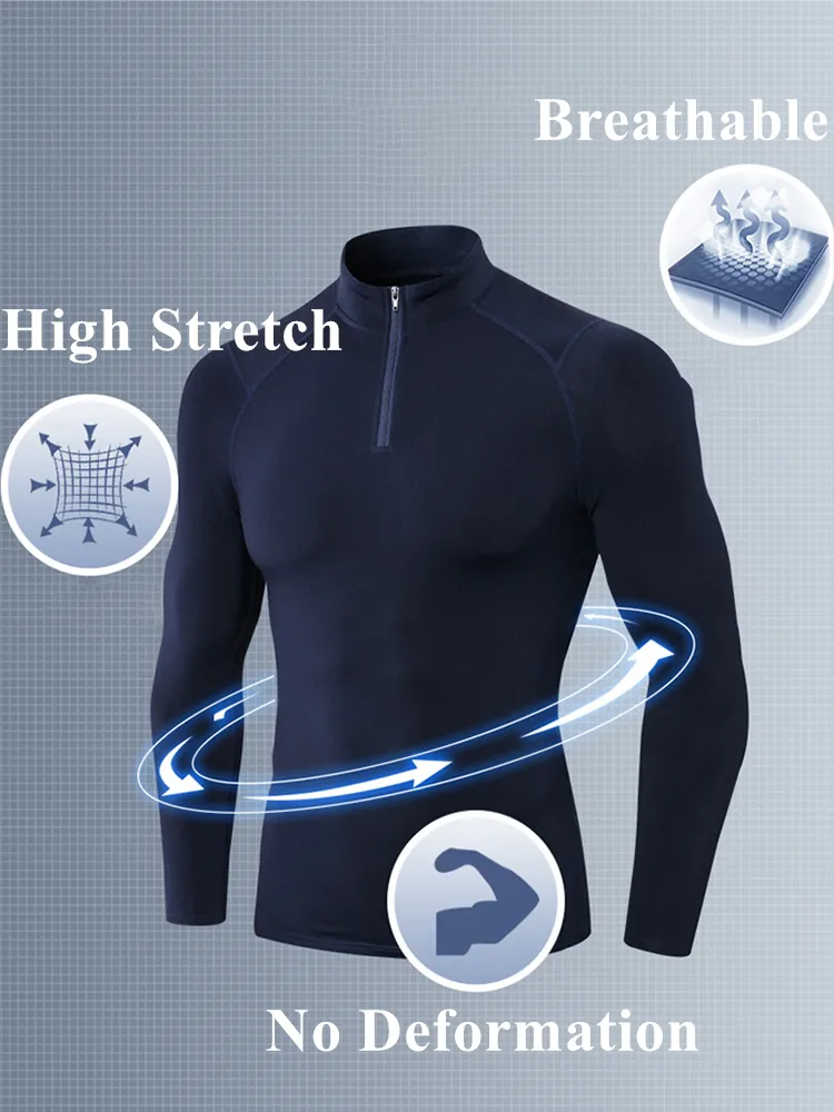 High Stretch Tight Sports Collar Long Sleeves for Men