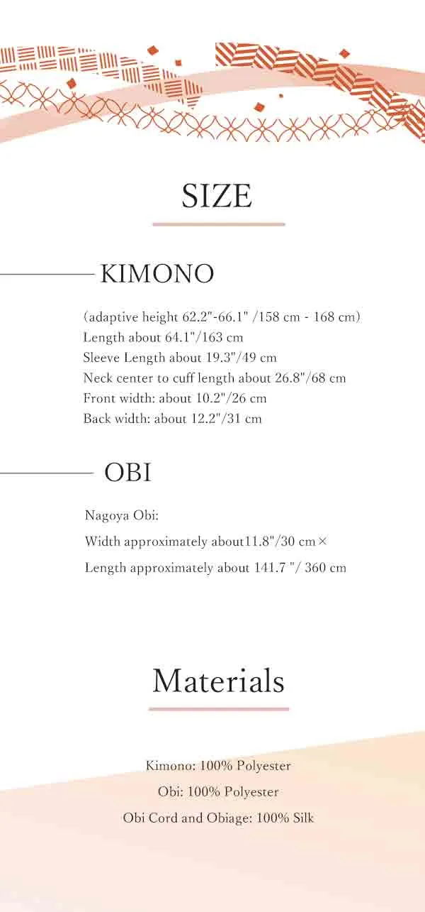 Kimono 4 Piece Coordinate Set / Kimono, Obi, Obi-age, Obi-jime / tailored L Size/yellow Lattice pattern