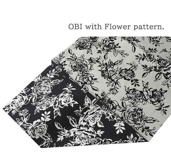 Kimono 4 Piece Coordinate Set / Kimono, Obi, Obi-age, Obi-jime / tailored L Size/yellow Lattice pattern