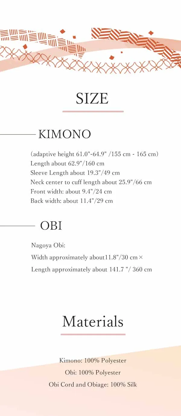 Kimono 4 Piece Coordinate Set / Kimono, Obi, Obi-age, Obi-jime / tailored M Size/purple Wave pattern