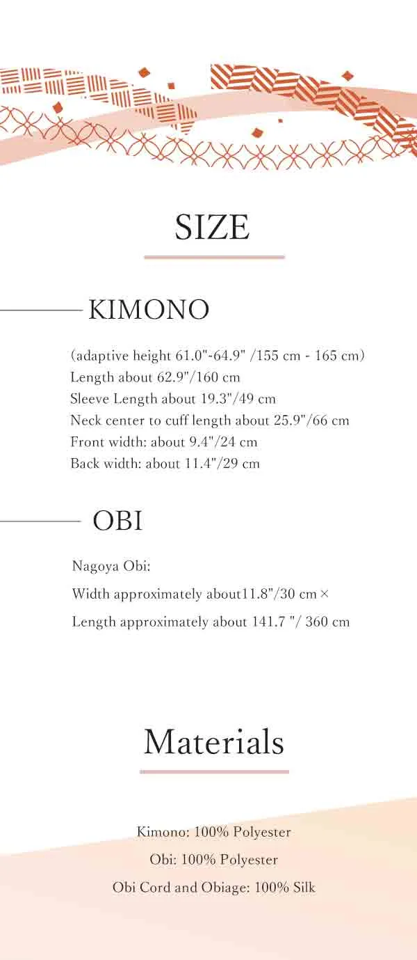Kimono 4 Piece Coordinate Set / Kimono, Obi, Obi-age, Obi-jime / tailored M Size/white Plaid pattern