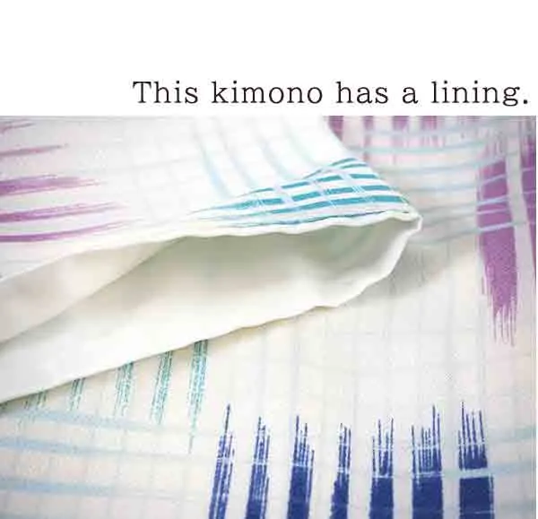 Kimono 4 Piece Coordinate Set / Kimono, Obi, Obi-age, Obi-jime / tailored M Size/white Plaid pattern