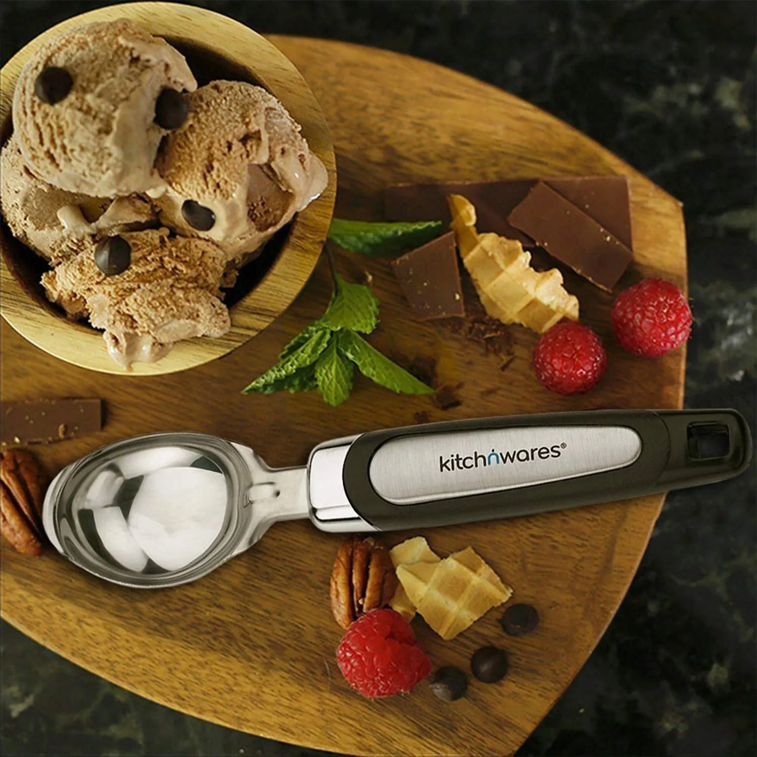 Kitch N Wares Ice Cream Scoops - 3 Scoopers for Serving Ice Cream - Kitchen Utensils