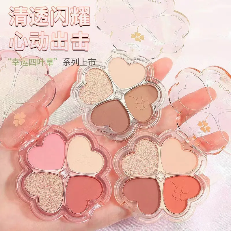 Lucky Clover Eyeshadow Palette for Beginners Pearlescent Matte Daily Natural Nude Long-lasting Makeup
