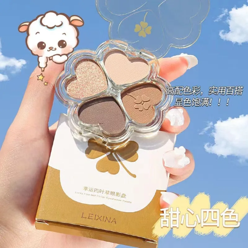 Lucky Clover Eyeshadow Palette for Beginners Pearlescent Matte Daily Natural Nude Long-lasting Makeup