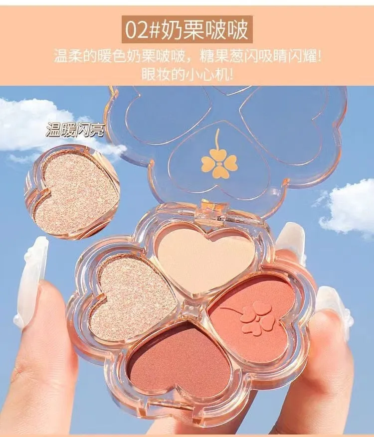 Lucky Clover Eyeshadow Palette for Beginners Pearlescent Matte Daily Natural Nude Long-lasting Makeup