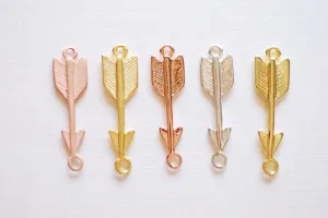 Shiny Vermeil Rose Gold Arrow Connector Charm- 18k gold plated over Sterling Silver Arrow Charm, Gold Arrow Connector Link Spacer, Arrowhead