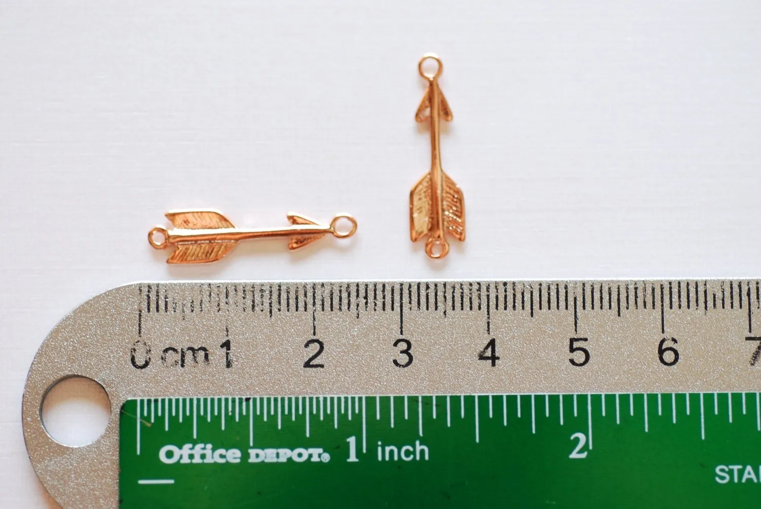 Shiny Vermeil Rose Gold Arrow Connector Charm- 18k gold plated over Sterling Silver Arrow Charm, Gold Arrow Connector Link Spacer, Arrowhead