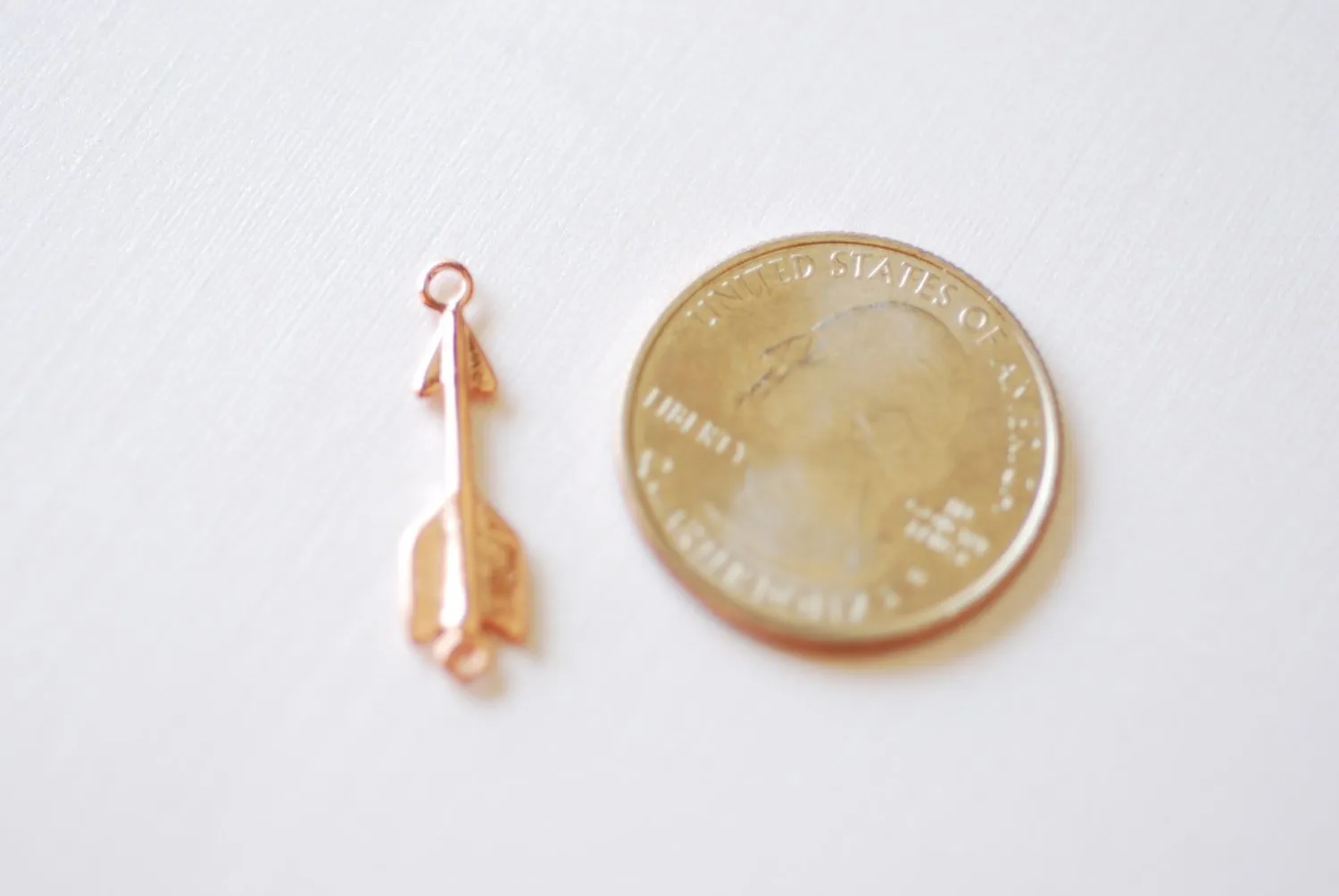 Shiny Vermeil Rose Gold Arrow Connector Charm- 18k gold plated over Sterling Silver Arrow Charm, Gold Arrow Connector Link Spacer, Arrowhead